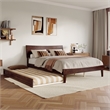 Pemberly Row Queen Solid Wood Platform Bed with Trundle in Walnut