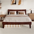 Pemberly Row Queen Solid Wood Platform Bed with Trundle in Walnut