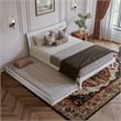 Pemberly Row Queen Solid Wood Platform Bed with Trundle in White
