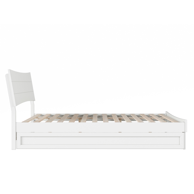 Pemberly Row Queen Solid Wood Platform Bed with Trundle in White