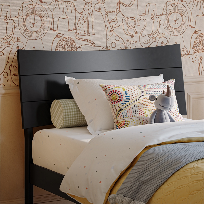Pemberly Row Twin Solid Wood Platform Bed with Storage Drawers in Black