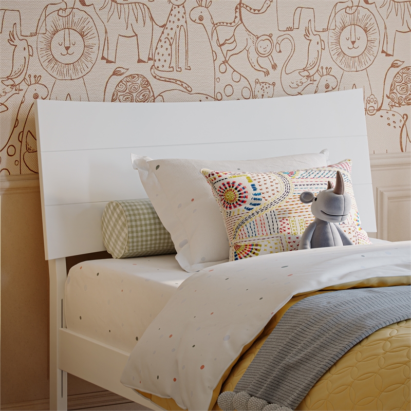Pemberly Row Twin Solid Wood Platform Bed with Storage Drawers in White