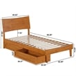 Pemberly Row Twin XL Wood Platform Bed with Storage Drawers in Light Toffee