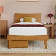 Pemberly Row Twin XL Wood Platform Bed with Storage Drawers in Light Toffee