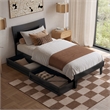 Pemberly Row Twin XL Solid Wood Platform Bed with Storage Drawers in Black