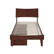 Pemberly Row Twin XL Solid Wood Platform Bed with Storage Drawers in Walnut