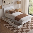 Pemberly Row Twin XL Solid Wood Platform Bed with Storage Drawers in White