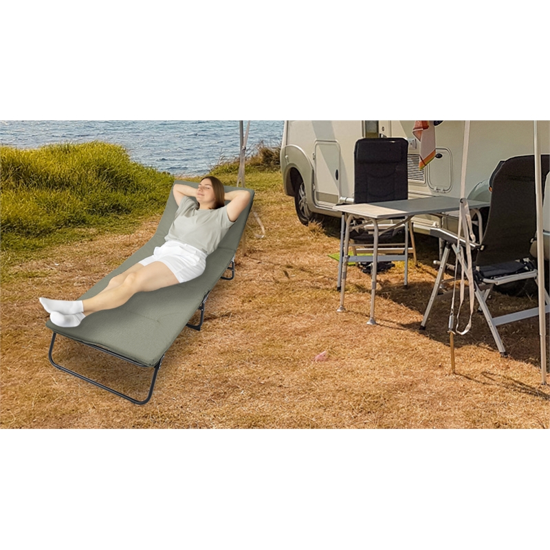 Pemberly Row 5-Position Adjustable Heavy Duty Camping Cot 1200D Polyester Green