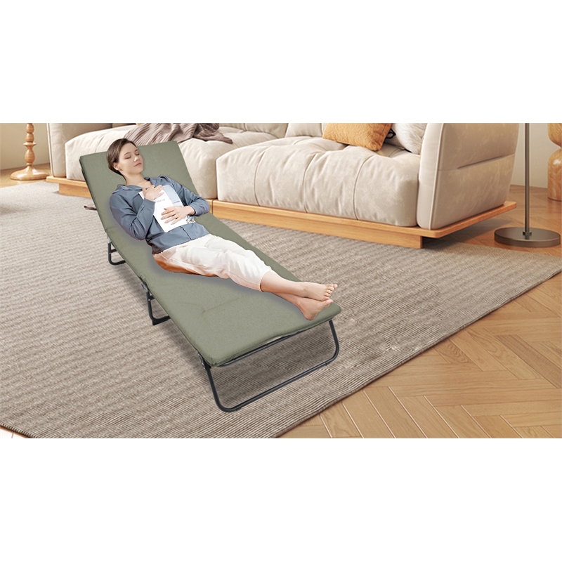 Pemberly Row 5-Position Adjustable Heavy Duty Camping Cot 1200D Polyester Green