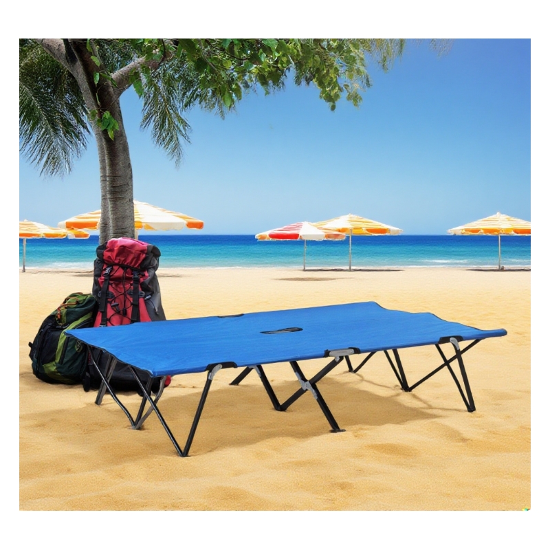 Pemberly Row Extra Wide Folding Camping Cot for Adults Portable Steel Frame Blue