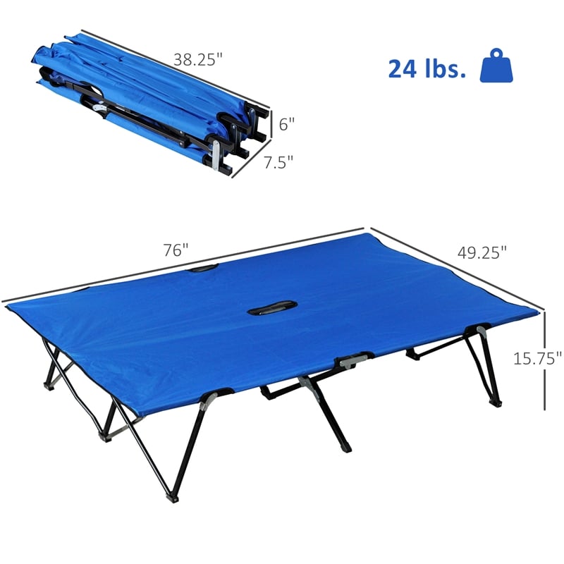 Pemberly Row Extra Wide Folding Camping Cot for Adults Portable Steel Frame Blue
