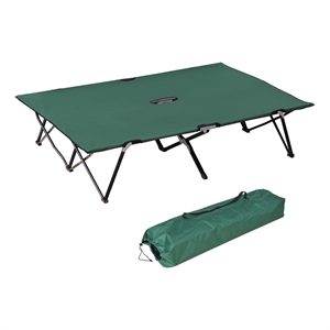 Pemberly Row 2-Person Folding Camping Cot Steel and Polyester in Green