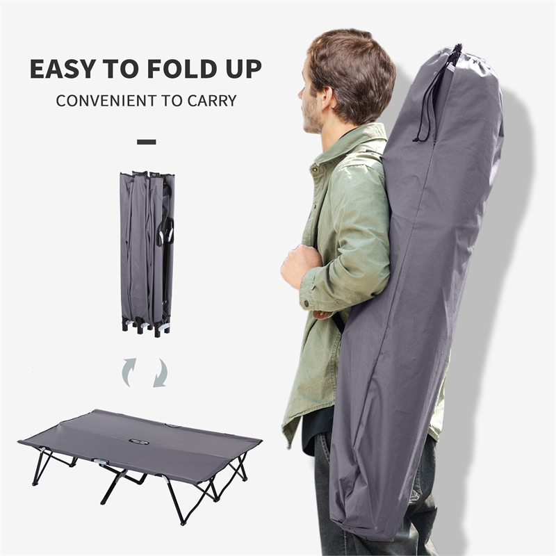 Pemberly Row 2-Person Folding Camping Cot Steel and Polyester in Grey