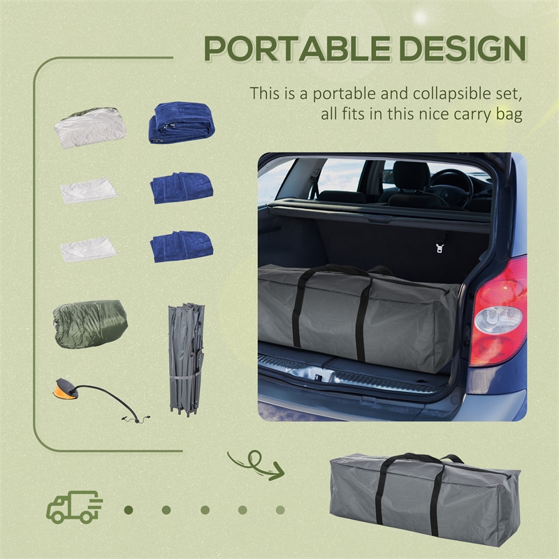 Pemberly Row 2-Person Folding Camping Cot with Air Mattress & Pillows in Green