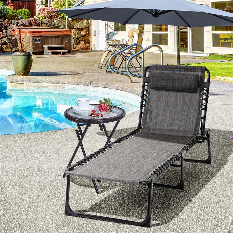 Pemberly Row Reclining Chaise Lounge Chair Steel and Polyester in Grey