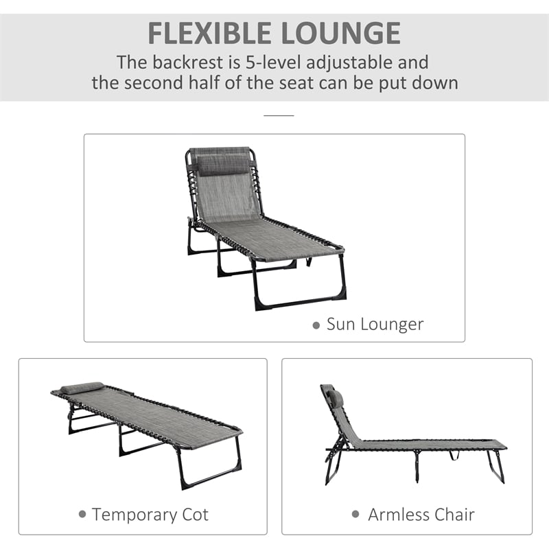 Pemberly Row Reclining Chaise Lounge Chair Steel and Polyester in Grey
