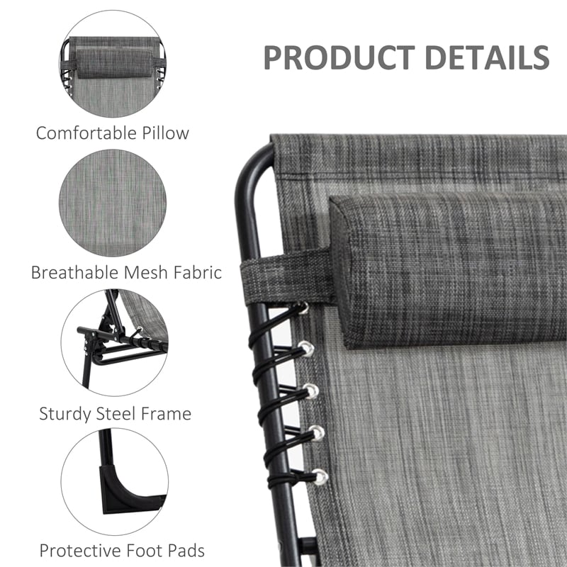 Pemberly Row Reclining Chaise Lounge Chair Steel and Polyester in Grey