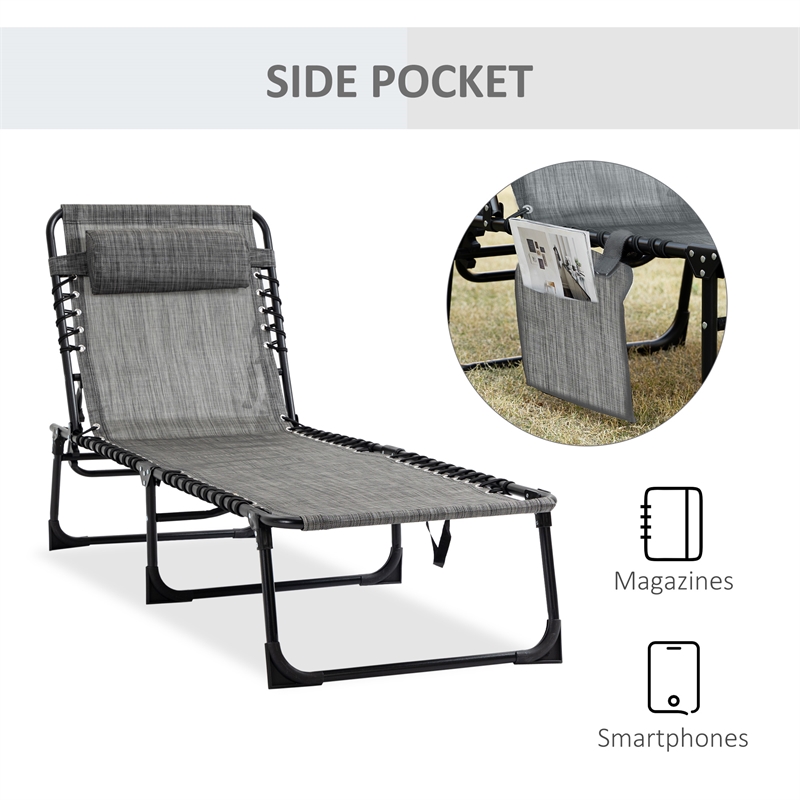 Pemberly Row Reclining Chaise Lounge Chair Steel and Polyester in Grey