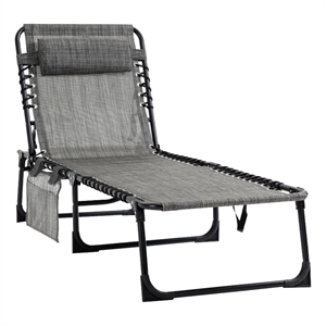 Pemberly Row Reclining Chaise Lounge Chair Steel and Polyester in Grey
