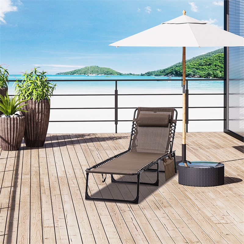 Pemberly Row Reclining Chaise Lounge Chair Steel and Polyester in Brown
