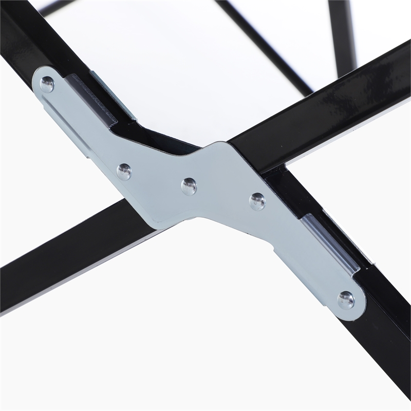 Pemberly Row 2-Person Folding Camping Cot Steel and Oxford Cloth in Black
