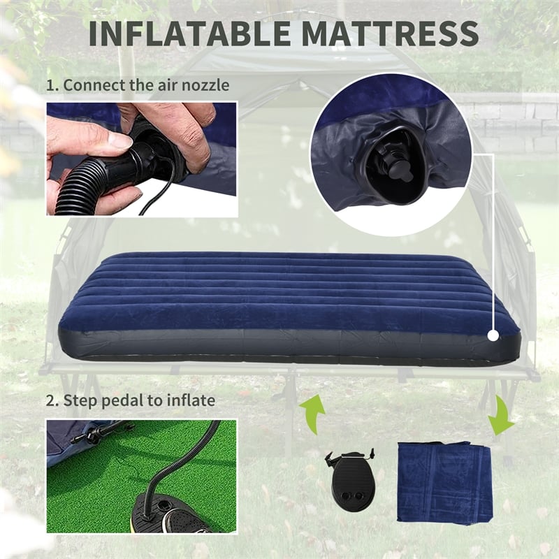 Pemberly Row 2-Person Camping Bed Tent in Dark Green Polyester and Aluminum