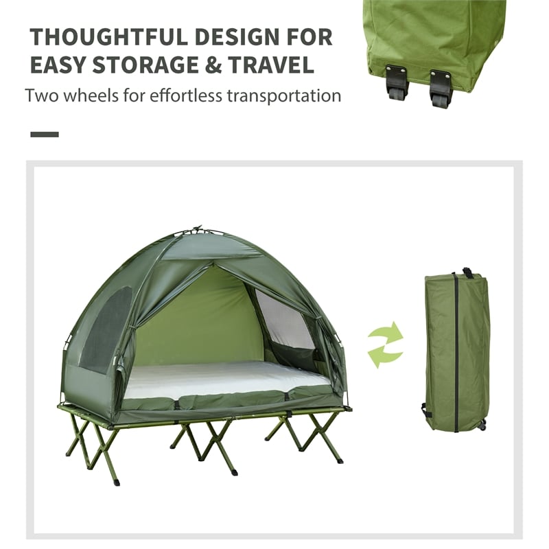 Pemberly Row 2-Person Camping Bed Tent in Dark Green Polyester and Aluminum