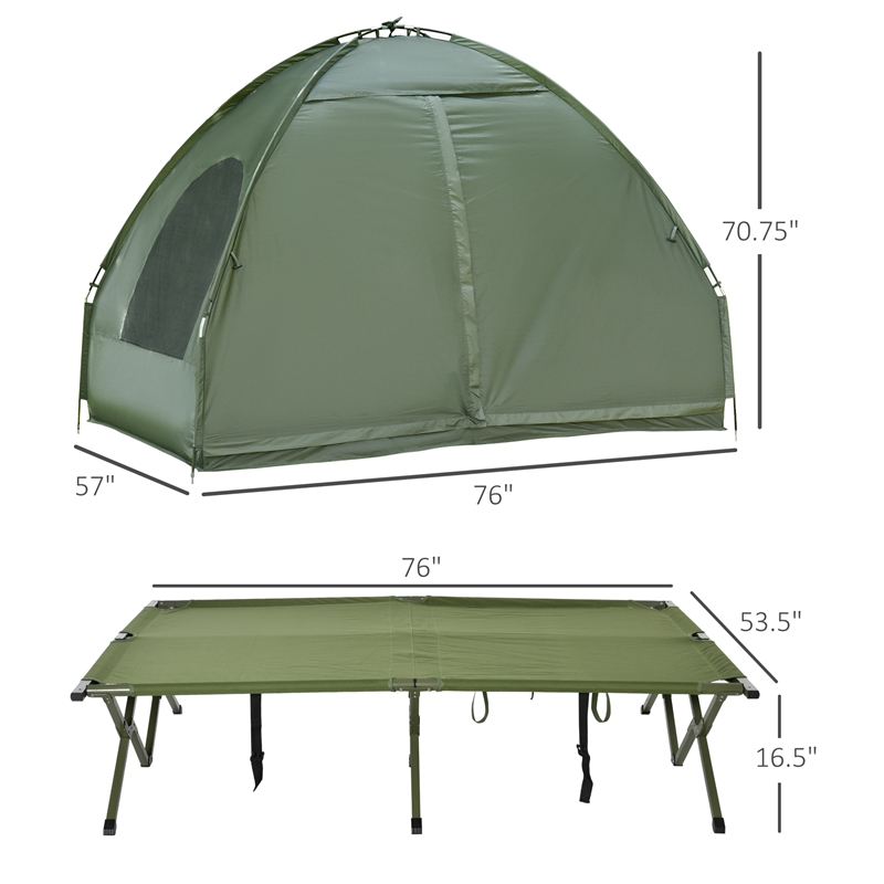 Pemberly Row 2-Person Camping Bed Tent in Dark Green Polyester and Aluminum