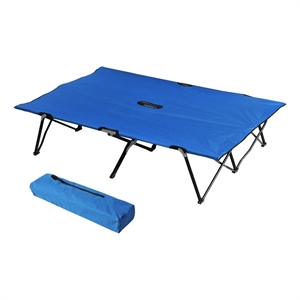 Pemberly Row 2-Person Folding Camping Cot 50&quot Wide Sleeping Bed in Blue