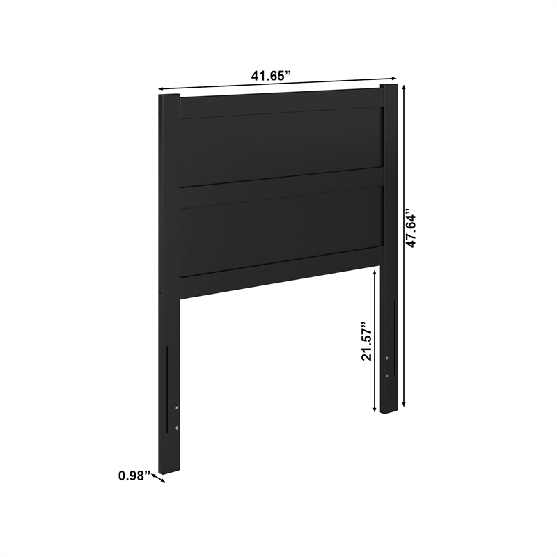 Pemberly Row Twin Mid-Century Panel Solid Wood Headboard in Black