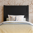 Pemberly Row Twin Mid-Century Panel Solid Wood Headboard in Black