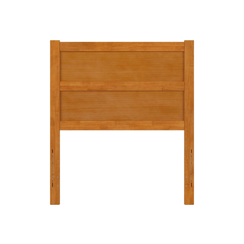 Pemberly Row Twin Mid-Century Panel Solid Wood Headboard in Light Toffee