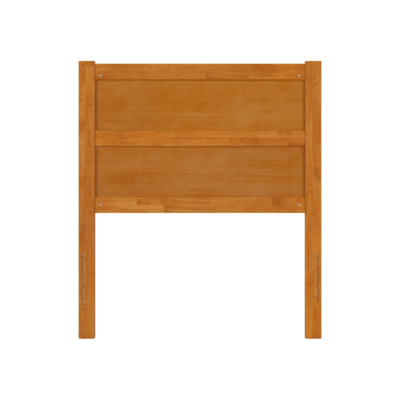 Pemberly Row Twin Mid-Century Panel Solid Wood Headboard in Light Toffee