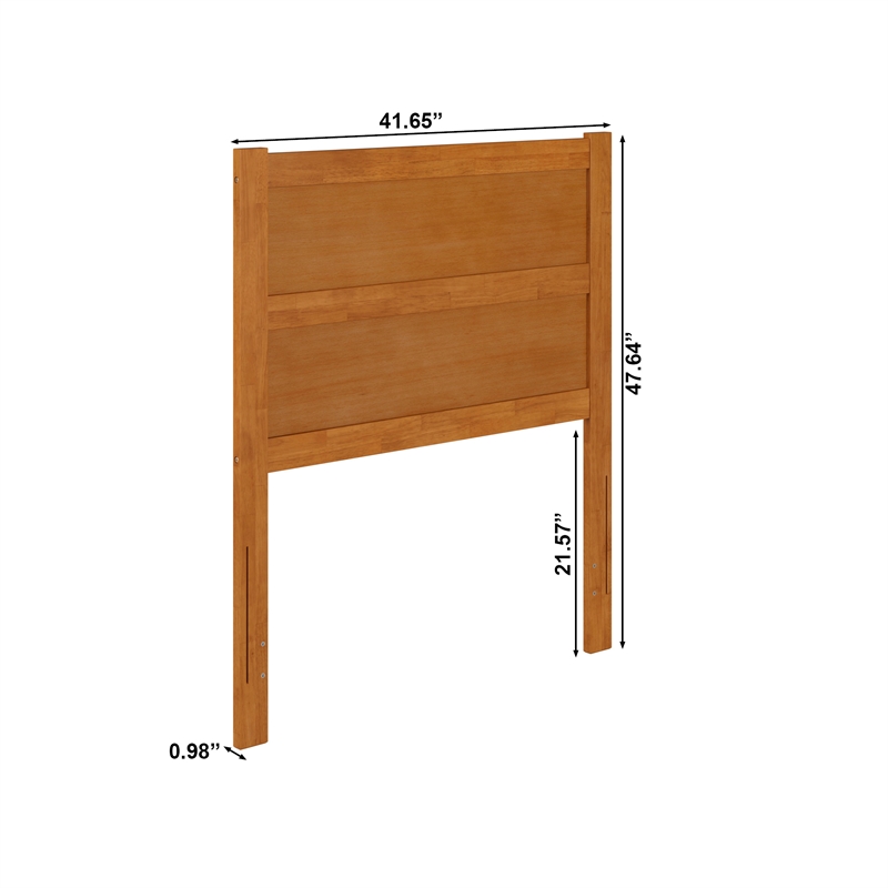 Pemberly Row Twin Mid-Century Panel Solid Wood Headboard in Light Toffee
