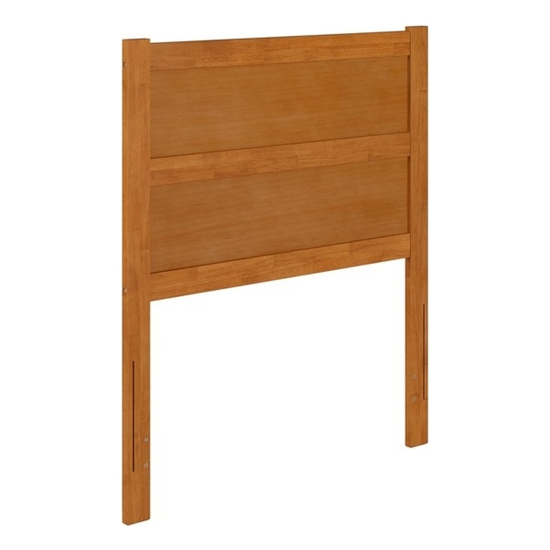 Pemberly Row Twin Mid-Century Panel Solid Wood Headboard in Light Toffee