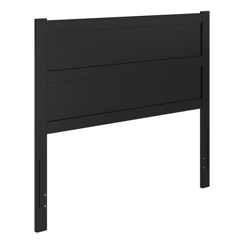 Pemberly Row Full Mid-Century Panel Solid Wood Headboard in Black