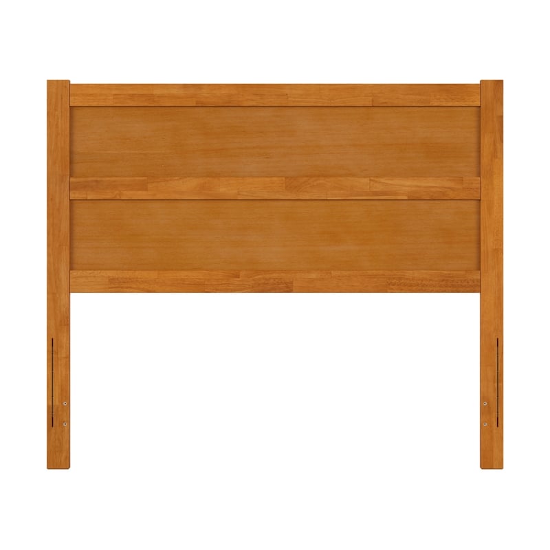 Pemberly Row Full Mid-Century Panel Solid Wood Headboard in Light Toffee