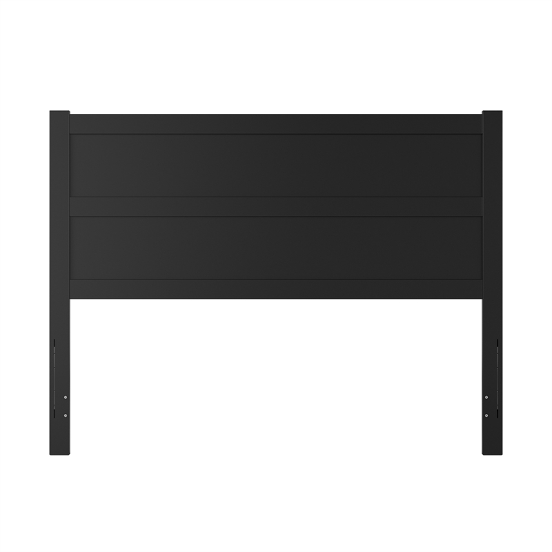 Pemberly Row Queen Mid-Century Panel Solid Wood Headboard in Black