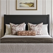 Pemberly Row Queen Mid-Century Panel Solid Wood Headboard in Black