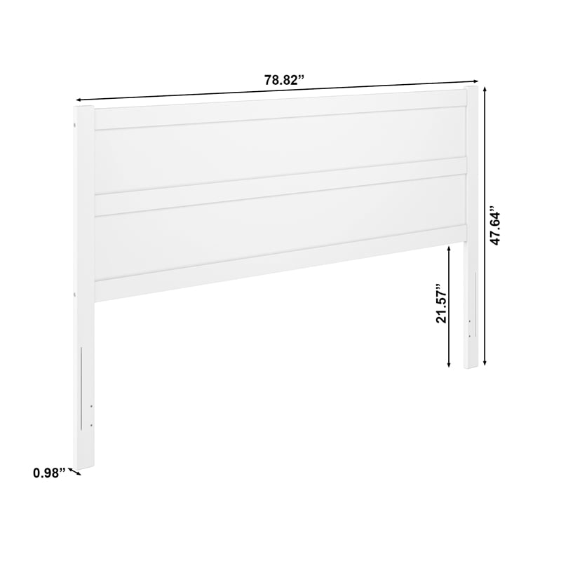 Pemberly Row King Mid-Century Panel Solid Wood Headboard in White