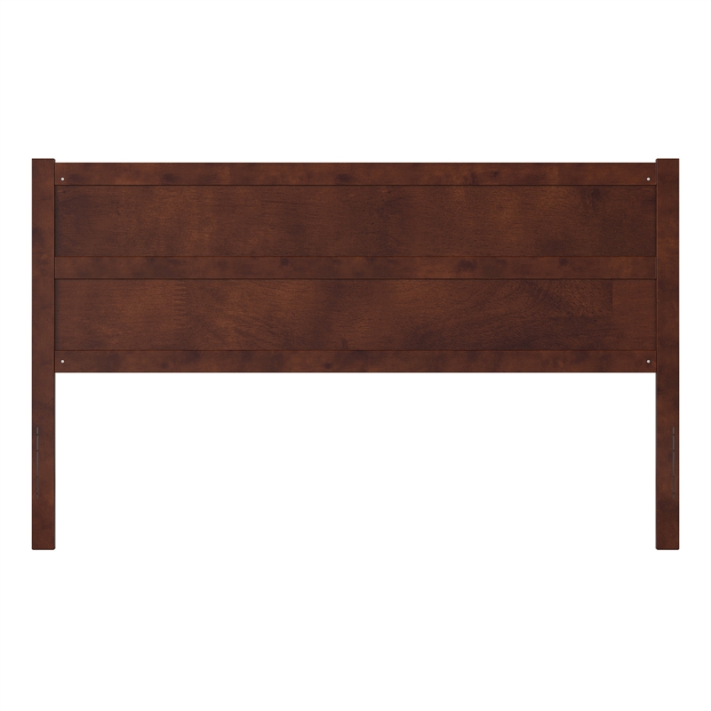 Pemberly Row King Mid-Century Panel Solid Wood Headboard in Walnut