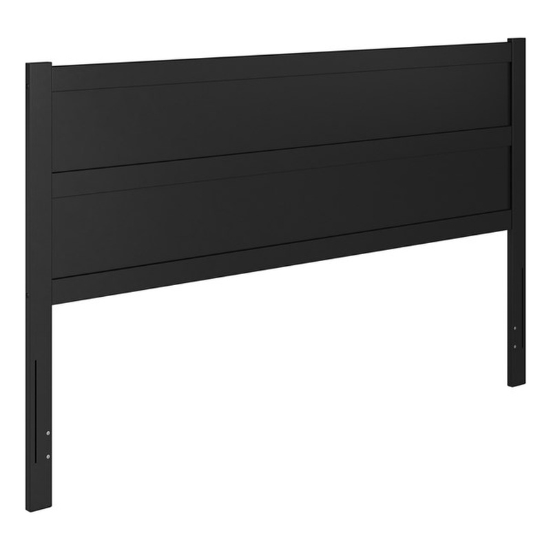 Pemberly Row King Mid-Century Panel Solid Wood Headboard in Black