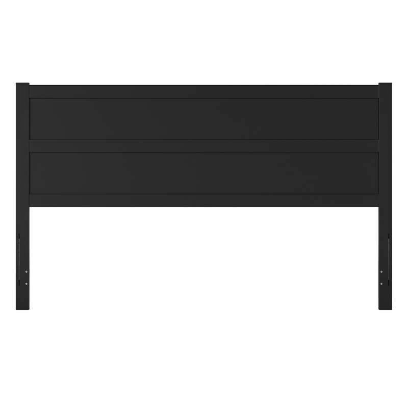 Pemberly Row King Mid-Century Panel Solid Wood Headboard in Black