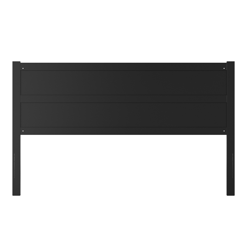 Pemberly Row King Mid-Century Panel Solid Wood Headboard in Black
