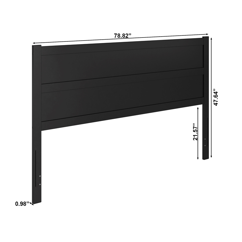 Pemberly Row King Mid-Century Panel Solid Wood Headboard in Black