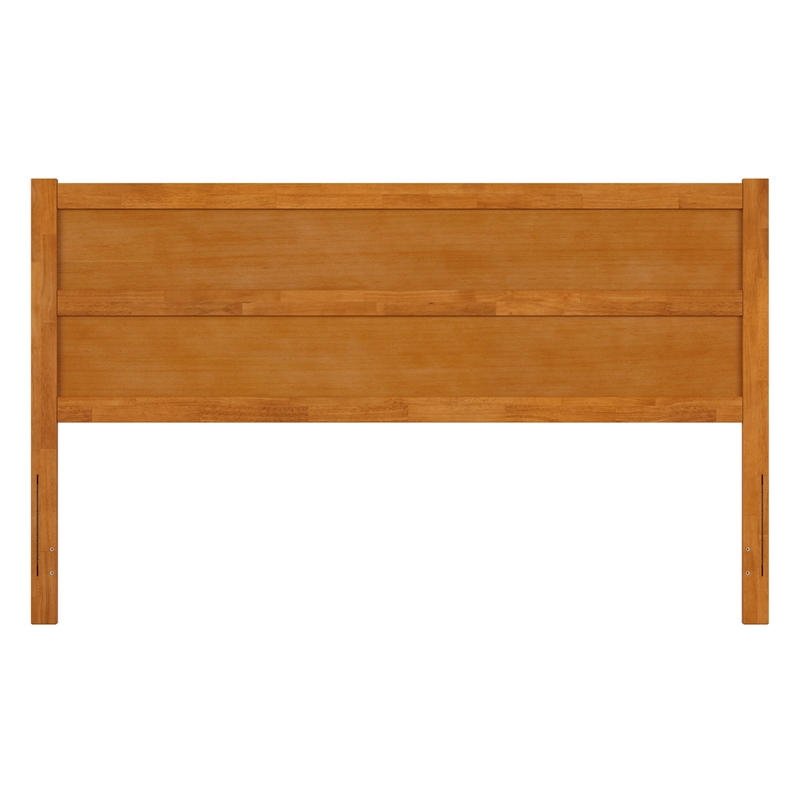 Pemberly Row King Mid-Century Panel Solid Wood Headboard in Light Toffee