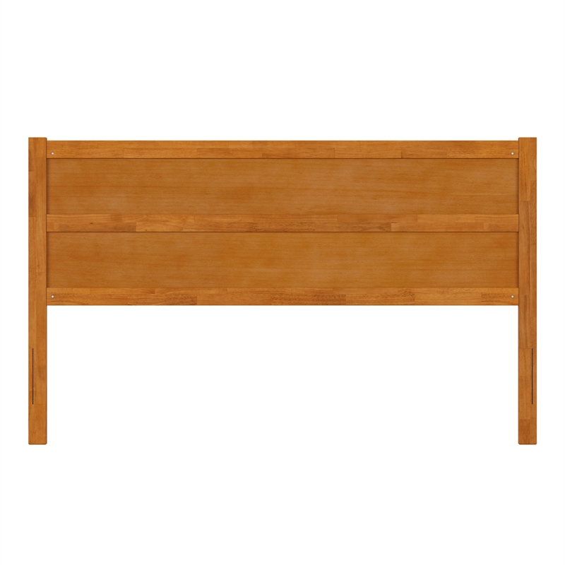 Pemberly Row King Mid-Century Panel Solid Wood Headboard in Light Toffee
