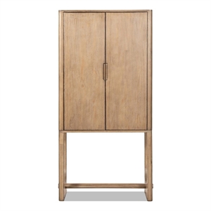 Pemberly Row 73&quot Bar Cabinet with Wine Storage in Antique Brown Reclaimed Pine