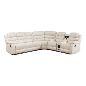 Pemberly Row 6-Seater L-Shape Reclining Sectional Sofa in White Faux Leather