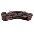 Pemberly Row 6-Seater L-Shape Reclining Sectional Sofa in Brown Faux Leather